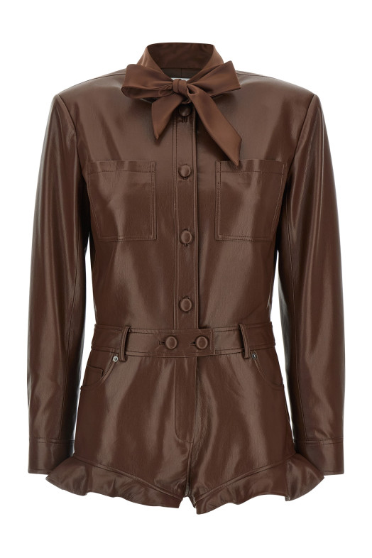 Leather effect jumpsuit Brown