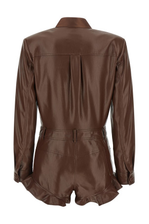 Leather effect jumpsuit Brown