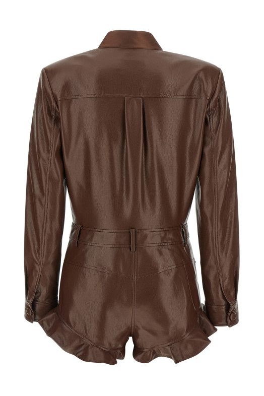 Leather effect jumpsuit Brown