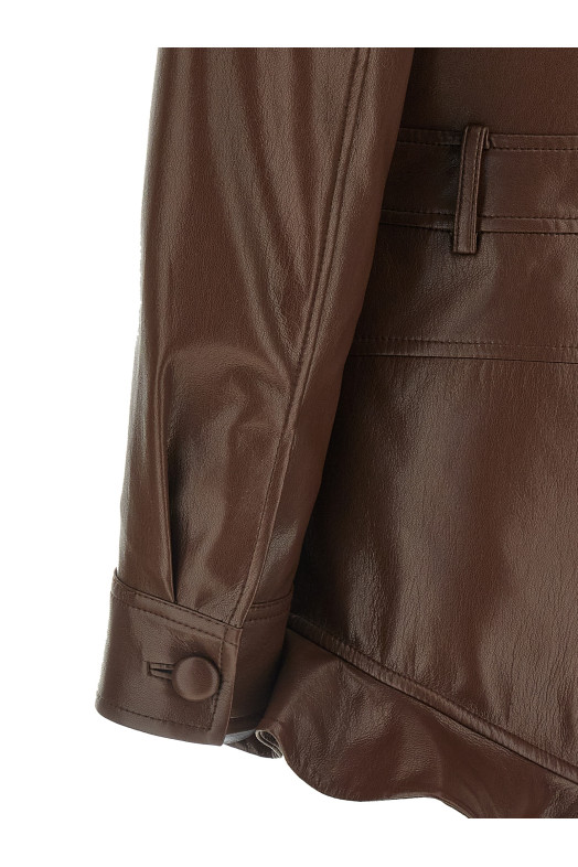 Leather effect jumpsuit Brown