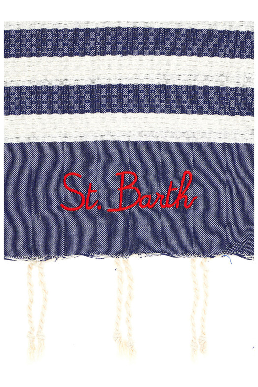 Logo embroidery beach towel Blue