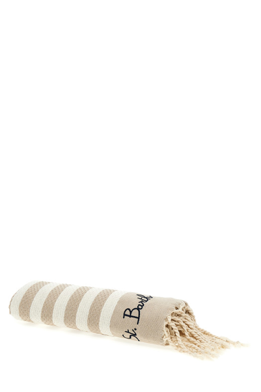 Logo embroidery beach towel Beige