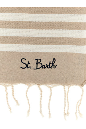 Logo embroidery beach towel Beige