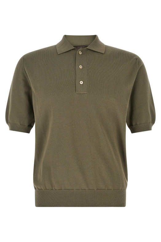 Cotton knit polo shirt Green
