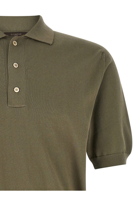 Cotton knit polo shirt Green