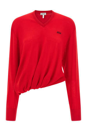 Asymmetrical cut sweater Red