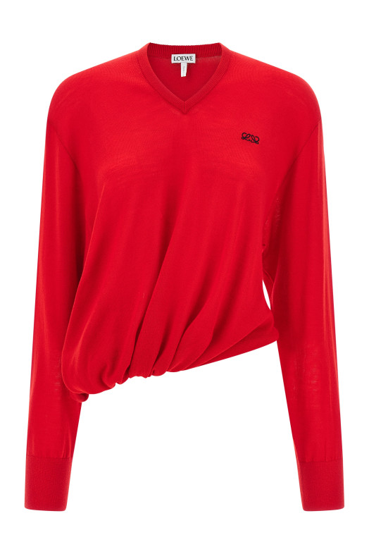 Asymmetrical cut sweater Red