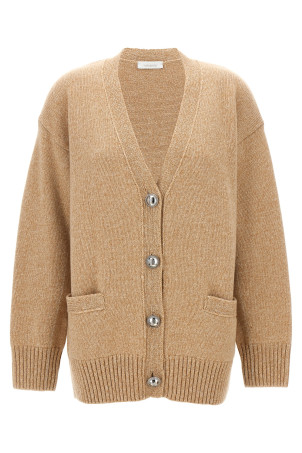 Logo button cardigan Beige