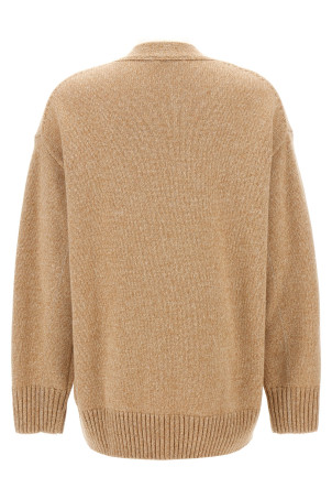 Logo button cardigan Beige