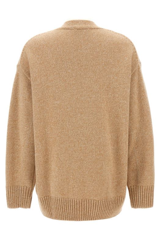 Logo button cardigan Beige
