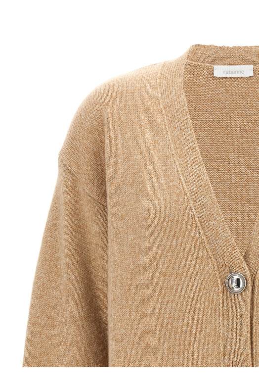 Logo button cardigan Beige