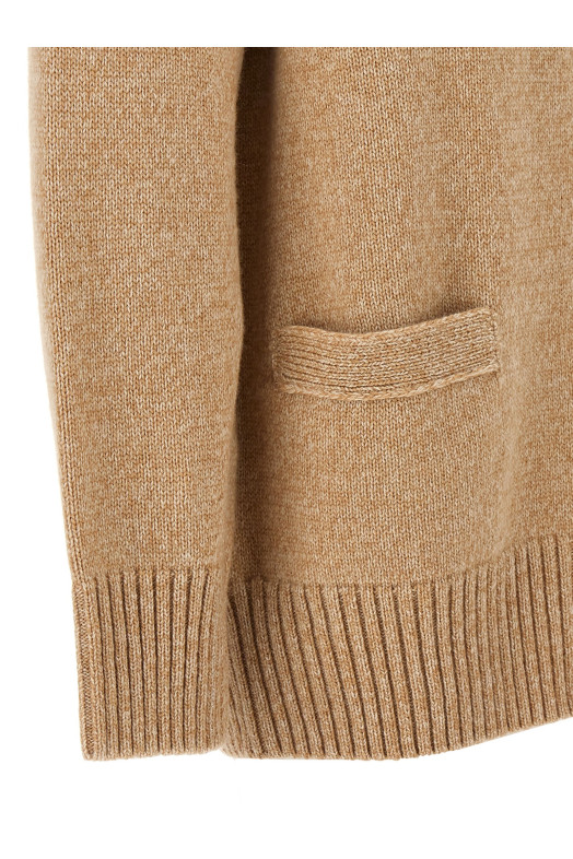 Logo button cardigan Beige