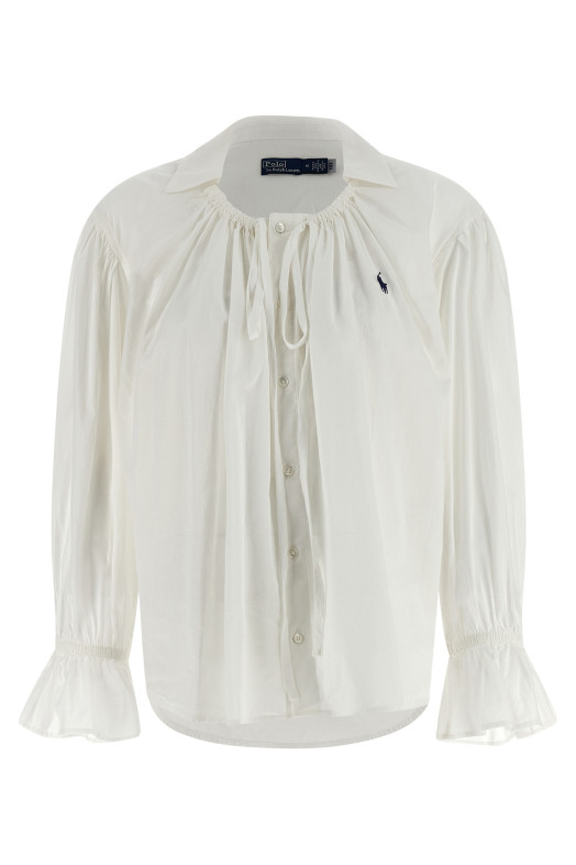 Shirt with drawstring White