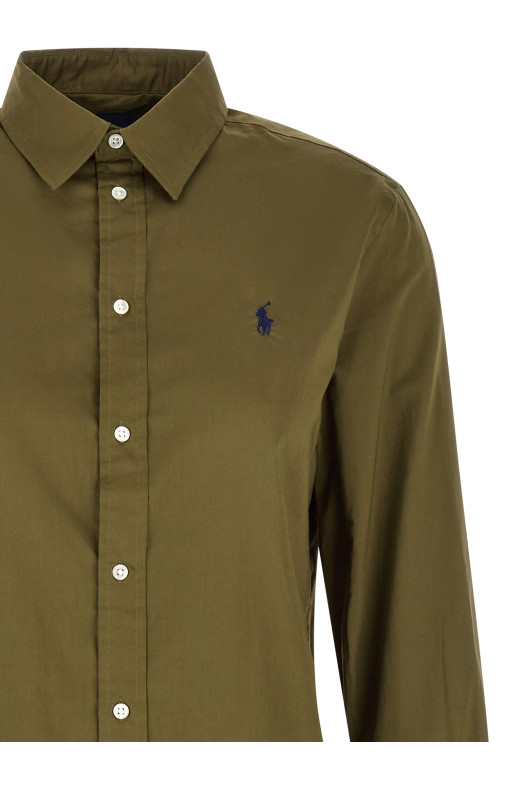 Logo embroidery shirt Green