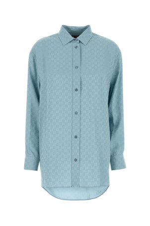 Light blue silk oversize shirt GUCCI (837168Z7ATQ)