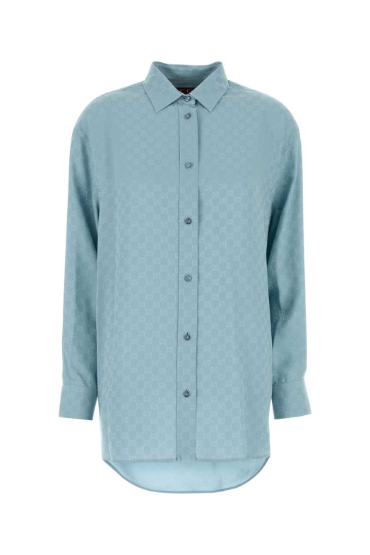 Light blue silk oversize shirt GUCCI (837168Z7ATQ)