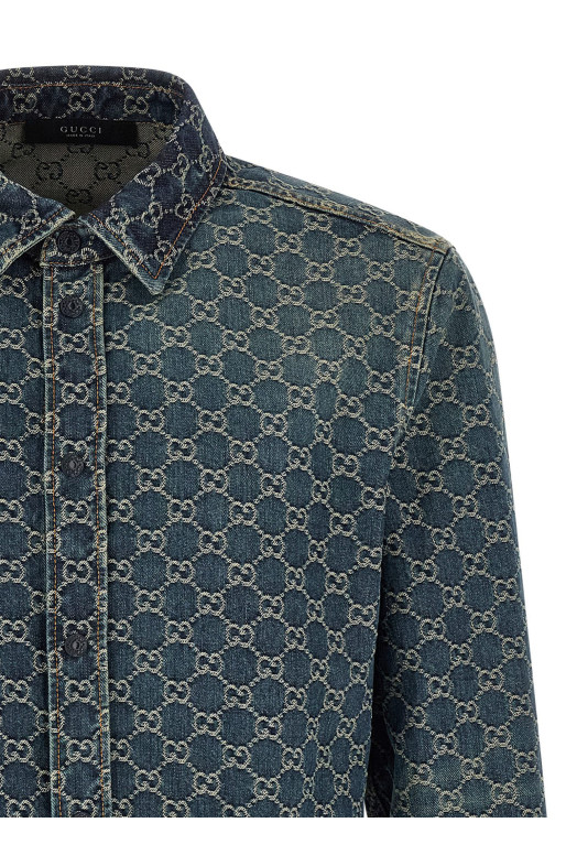 GG jacquard shirt Blue