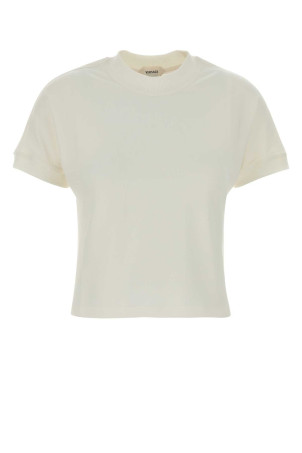 Ivory stretch cotton t-shirt VERSACE (10236941A17888)