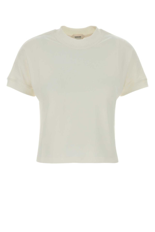 Ivory stretch cotton t-shirt VERSACE (10236941A17888)