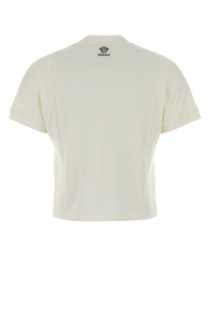 Ivory stretch cotton t-shirt VERSACE (10236941A17888)