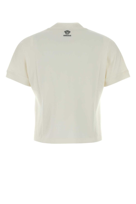 Ivory stretch cotton t-shirt VERSACE (10236941A17888)