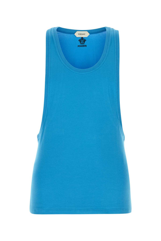 Light blue stretch cotton tank top VERSACE (10247251A17888)