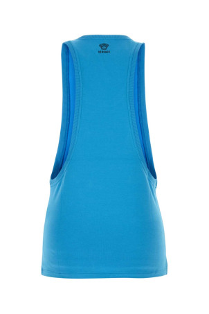 Light blue stretch cotton tank top VERSACE (10247251A17888)