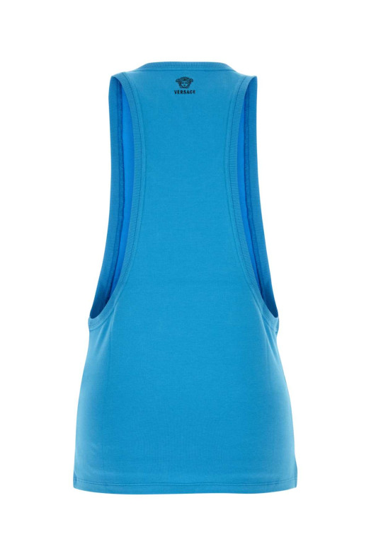 Light blue stretch cotton tank top VERSACE (10247251A17888)