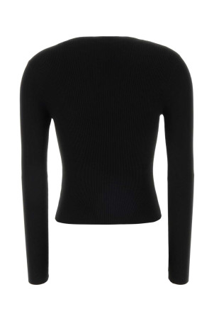 Black stretch nylon t-shirt White ALEXANDER WANG (1KC2261036)