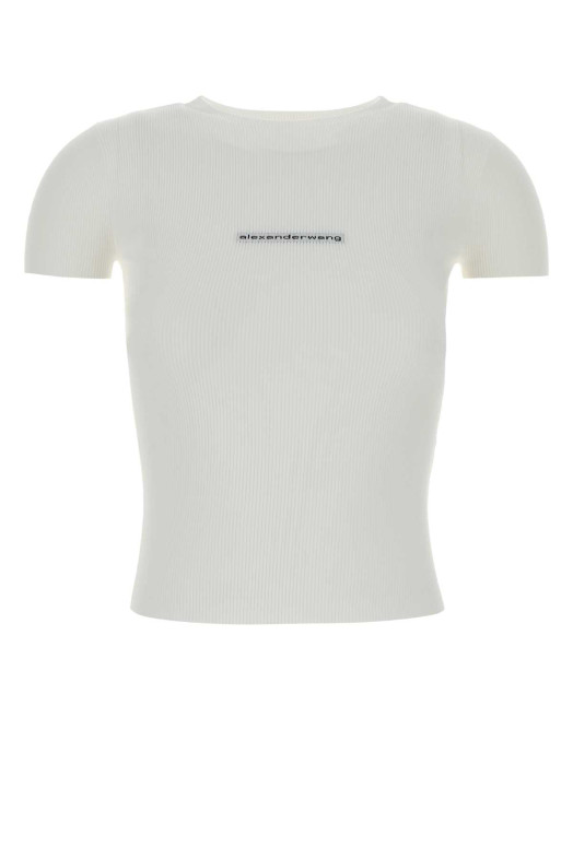 White stretch nylon t-shirt White ALEXANDER WANG (1KC2261037)