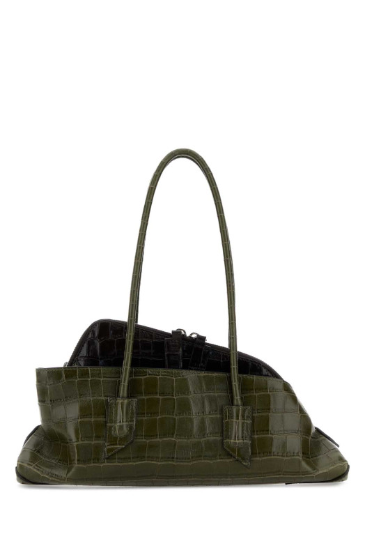 Army green leather small La Passeggiata shoulder bag THE ATTICO (260WAH00058LBT155PR)