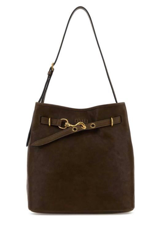 Brown nappa leather Aventure bucket bag MIU MIU (5BE1012BBL)