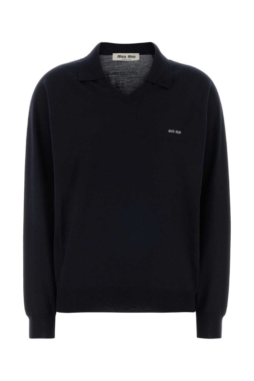 Midnight blue wool polo shirt MIU MIU (MML05JSOOO16WJ)