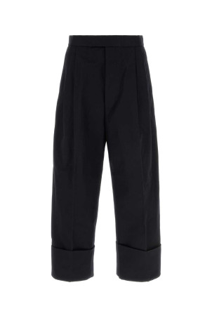 Navy blue cotton wide-leg pant Black THOM BROWNE (MTC232AF0175)
