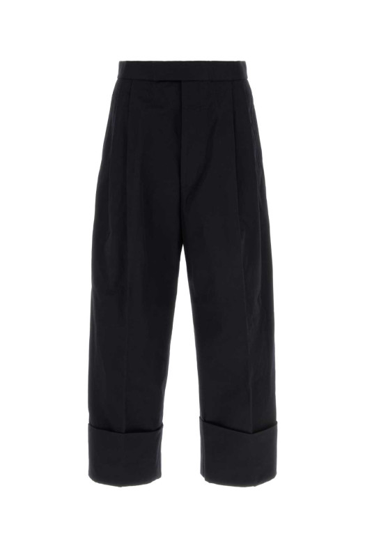 Navy blue cotton wide-leg pant Black THOM BROWNE (MTC232AF0175)