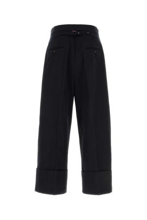 Navy blue cotton wide-leg pant Black THOM BROWNE (MTC232AF0175)