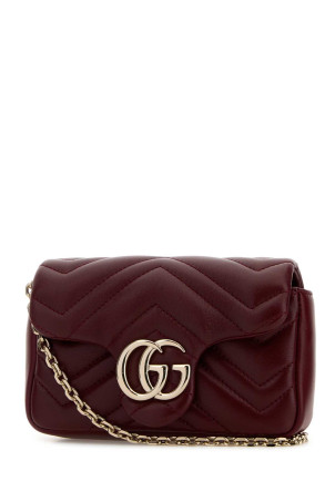 Burgundy leather mini GG Marmont shoulder bag GUCCI (841290AAFAX)