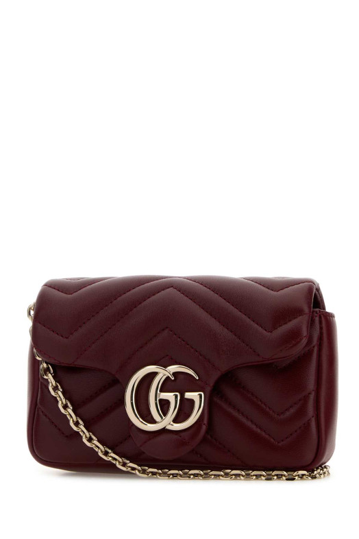 Burgundy leather mini GG Marmont shoulder bag GUCCI (841290AAFAX)