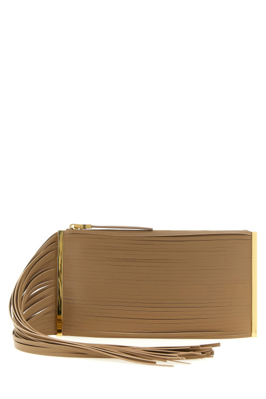 Fringed clutch Beige