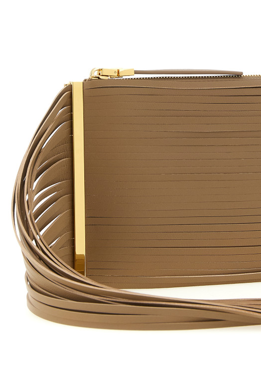 Fringed clutch Beige