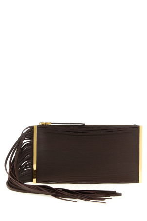 Fringed clutch Brown