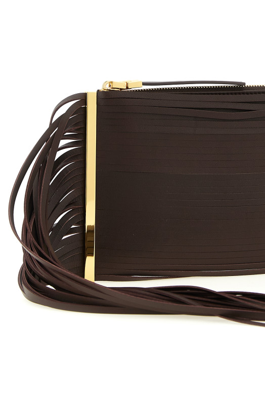 Fringed clutch Brown