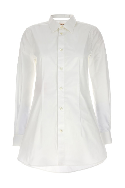 Cut-out collar shirt White