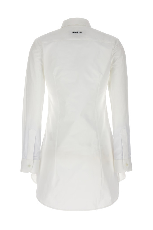 Cut-out collar shirt White