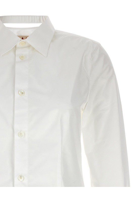 Cut-out collar shirt White