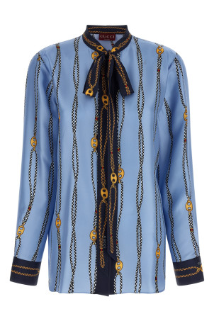 Lavallière collar shirt BLUE