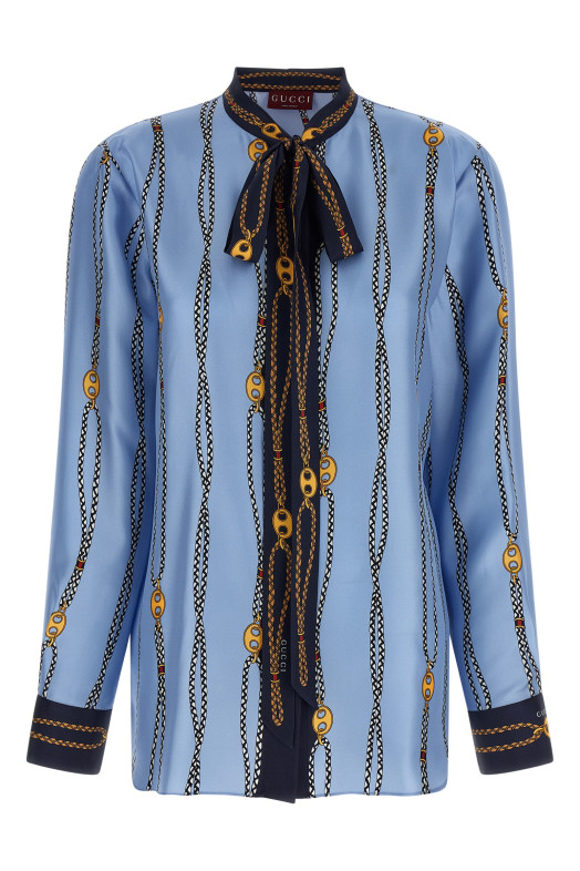 Lavallière collar shirt BLUE