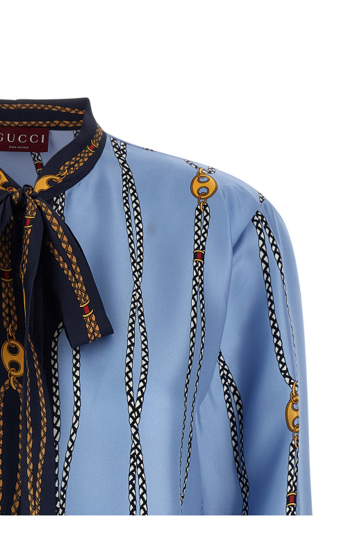Lavallière collar shirt BLUE