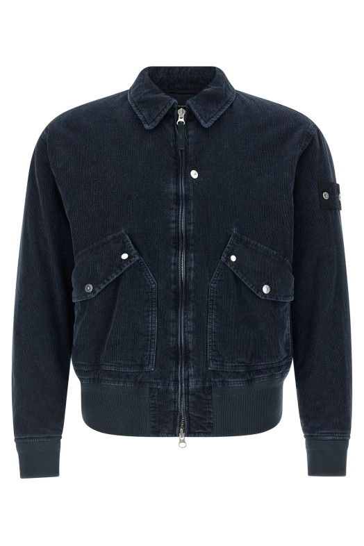 'Micro Corduroy-Rinsed' bomber jacket Blue