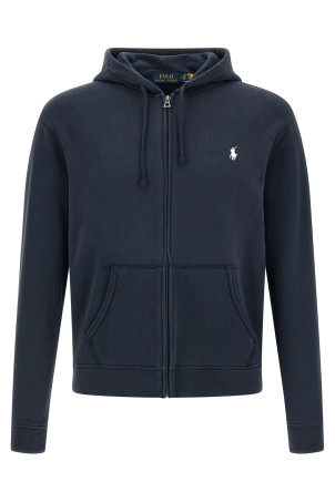 Loopback cotton hoodie Blue